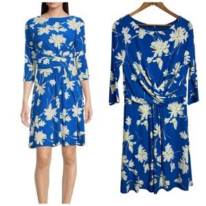 Tommy Hilfiger Blue Floral Bright Dress Career Office Shower Church